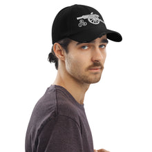 Load image into Gallery viewer, Atlantis DADE Camo , Black , Navy distressed cap, with EIE Embroidered Cannon