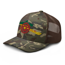 Load image into Gallery viewer, Arsenal FC Cannon Emroidered  - Gooner Rasta flag colours - Camouflage trucker hat - base ball style
