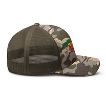 Load image into Gallery viewer, Arsenal FC Cannon Emroidered  - Gooner Rasta flag colours - Camouflage trucker hat - base ball style
