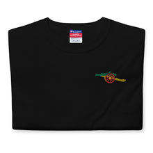 Load image into Gallery viewer, Men&#39;s Champion T-Shirt - Arsenal FC Cannon - colours of the world, -Rasta Flag, Embroidered on quality Champions T shirt.
