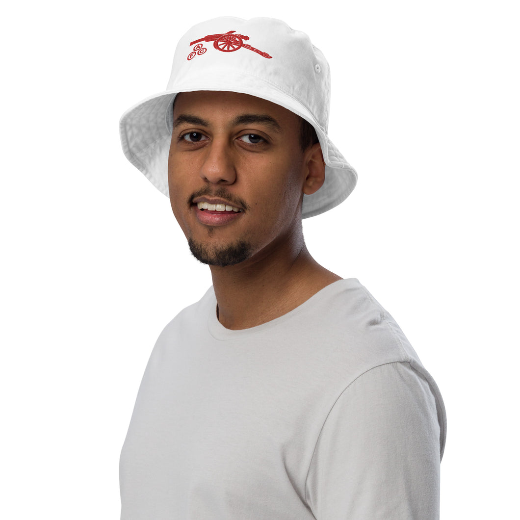Arsenal FC Red Cannon on white or black bucket hat - Organic bucket hat