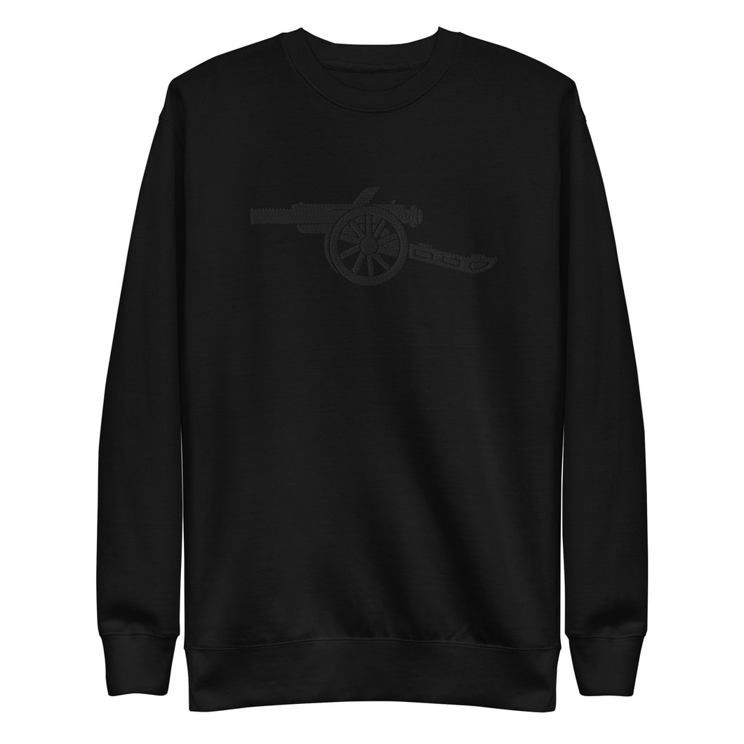 Unisex Premium Sweatshirt With Large Black Emboirderd Arsenal FC Cannon