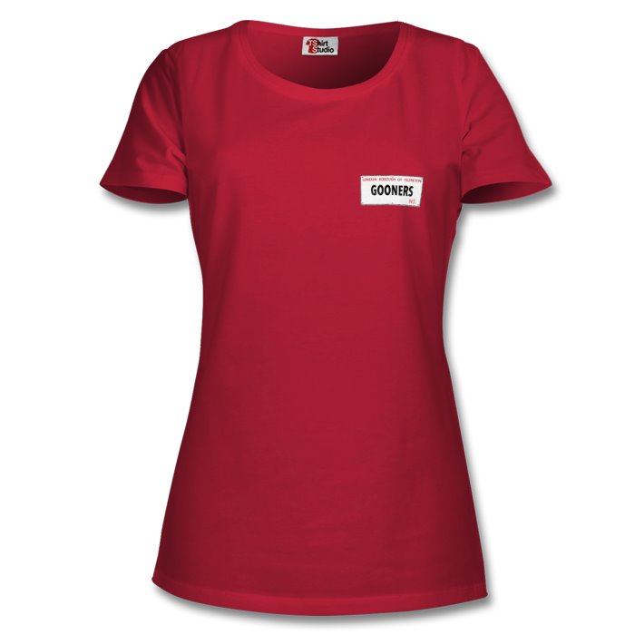 Copy of Arsenal Ladies round neck T shirt Red Gooners - street sign small design