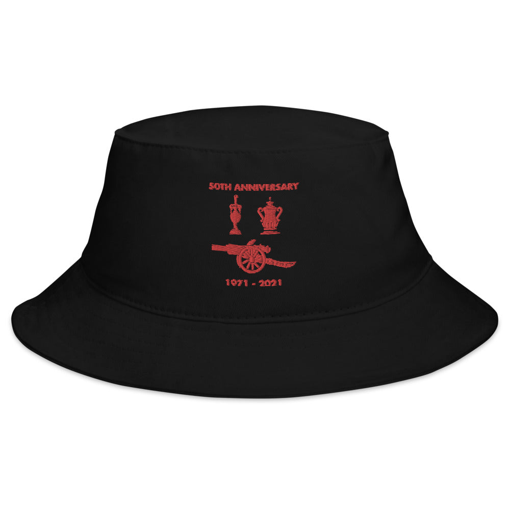Bucket Hat 50th Double Anniversary 1971 - 2021 Embroidered with Red