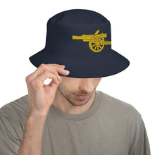 Load image into Gallery viewer, Bucket Hat , Blue with Yellow Cannon
