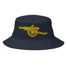 Load image into Gallery viewer, Bucket Hat , Blue with Yellow Cannon
