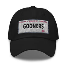 Load image into Gallery viewer, Black Base ball cap with Islington Street sign Gooner embroidered.
