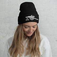 Load image into Gallery viewer, Arsenal AFC Cannon Cuffed Beanie - 3 Colours, Black, Navy, Red, white Cannon Embroidered.
