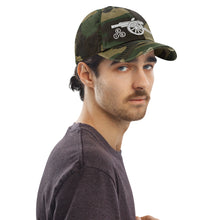 Load image into Gallery viewer, Atlantis DADE Camo , Black , Navy distressed cap, with EIE Embroidered Cannon
