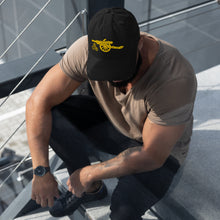 Load image into Gallery viewer, Arsenal FC EIE Cannon Navy with yellow CannonDistressed Dad Hat
