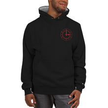 Load image into Gallery viewer, Clockend Clock In Red on Black Champion Hoodie - Champion USA
