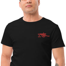 Load image into Gallery viewer, Men&#39;s premium cotton t-shirt with Arsenal FC Cannon Embroidered in Red
