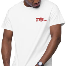 Load image into Gallery viewer, Arsenal FC Vintage Red Cannon Embroidered on Men&#39;s premium cotton t-shirt, white or Black up to 5XL
