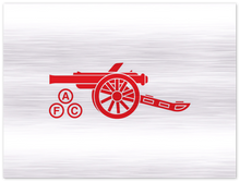 Load image into Gallery viewer, Arsenal AFC Cannon printed on  Brushed Aluminum Print - many sizes to choose from.
