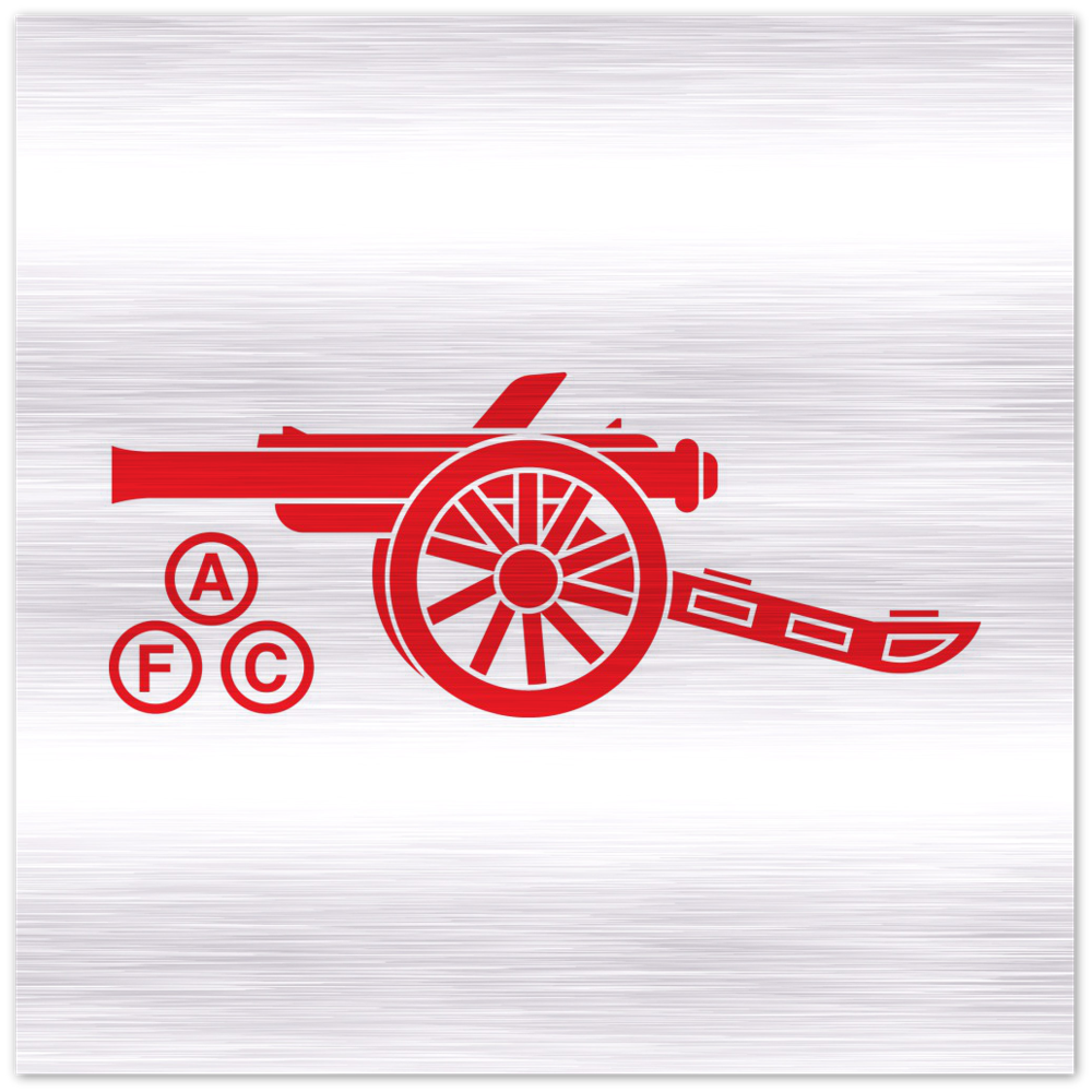 Arsenal AFC Cannon printed on  Brushed Aluminum Print - many sizes to choose from.