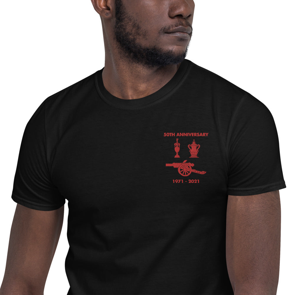 50th Anniversary Double embroidered T shirt - Black Short-Sleeve Unisex T-Shirt