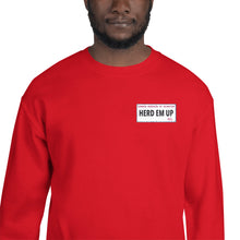 Load image into Gallery viewer, Herd Em Up Street Sign - Emroidered Unisex Sweatshirt
