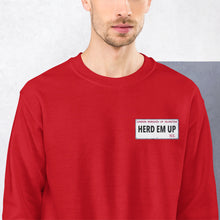 Load image into Gallery viewer, Herd Em Up Street Sign - Emroidered Unisex Sweatshirt
