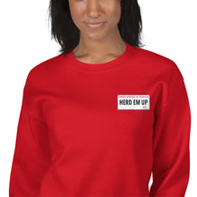 Load image into Gallery viewer, Herd Em Up Street Sign - Emroidered Unisex Sweatshirt
