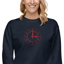 Load image into Gallery viewer, Unisex Premium Sweatshirt Arsenal Clockend Clock Embroidered Centre Chest in Red
